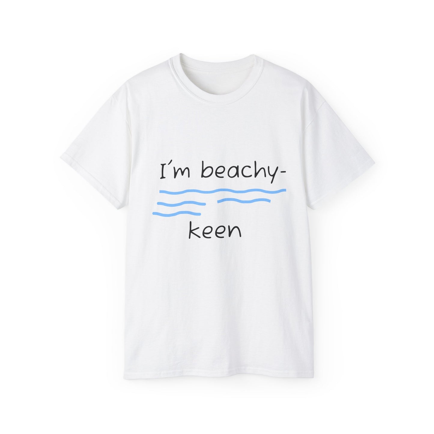 Unisex Ultra Cotton Tee - 'I’m Beachy-Keen' Summer T-Shirt for Beach Lovers